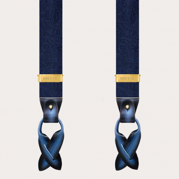 Tirantes hombre paisley azul tono sobre tono con clips dorados