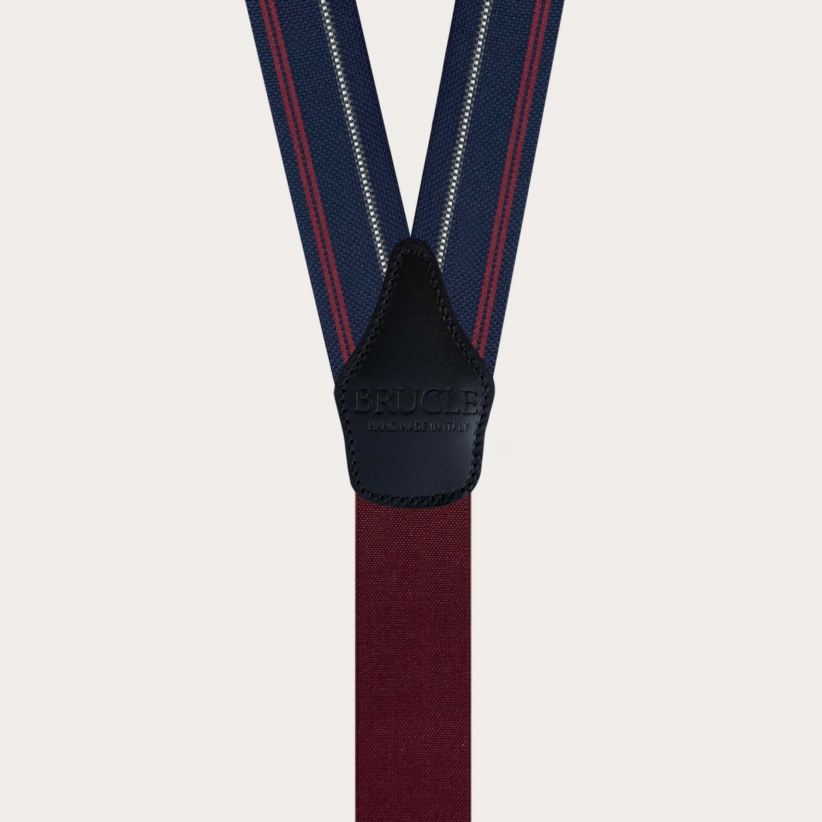 Tirantes de seda azul a rayas para hombre con clips dorados