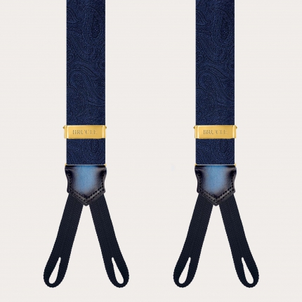 copy of Men's Blue Paisley Button Suspenders with Gold Adjusters