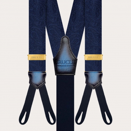 copy of Tirantes Hombre Paisley Azules para Botones con Reguladores Dorados