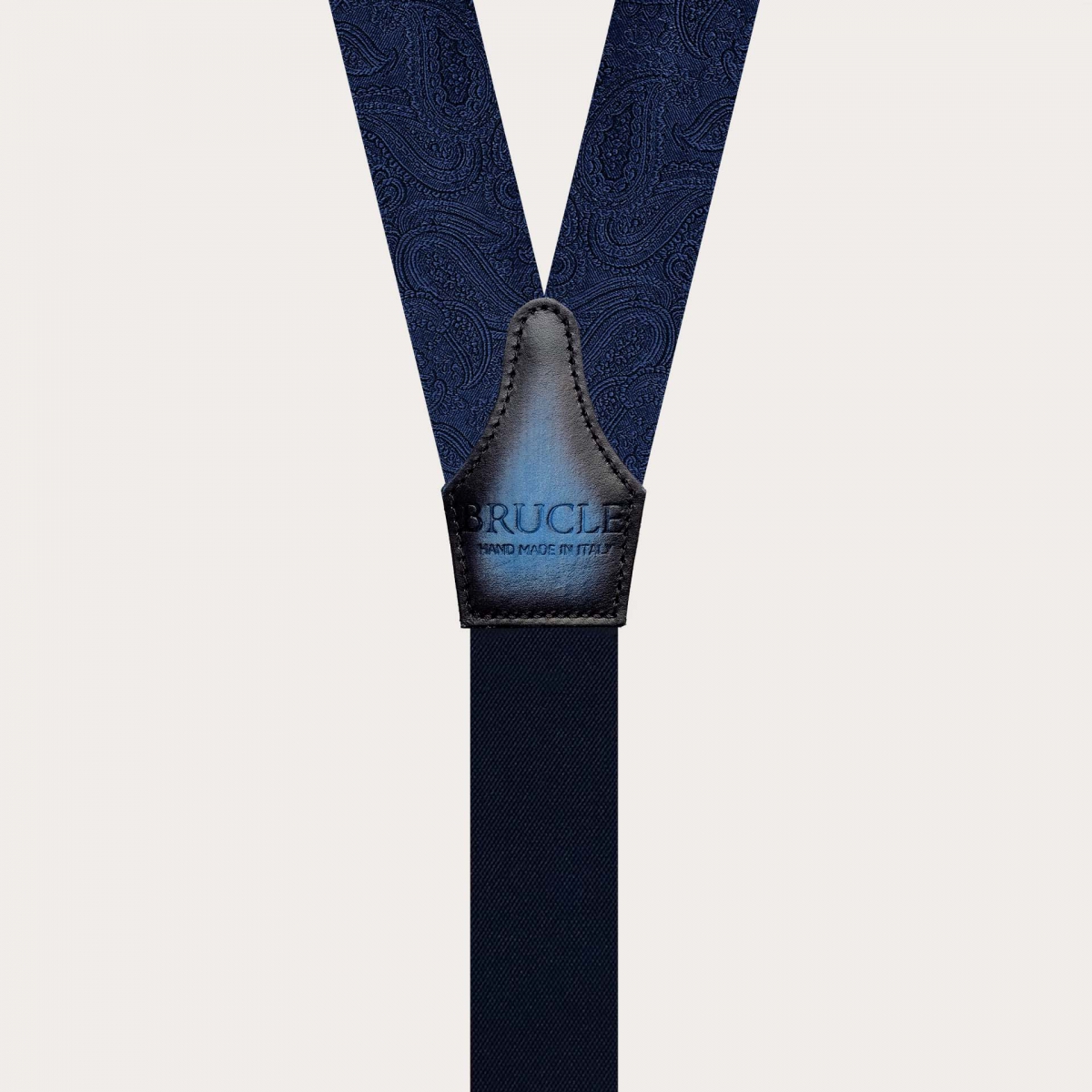 Eleganti bretelle oro paisley blu tono su tono per bottoni