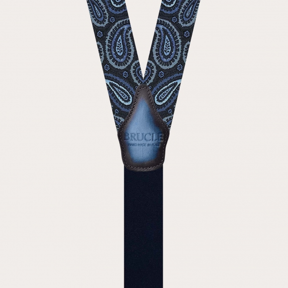 Bretelle paisley oro in seta clip o bottoni