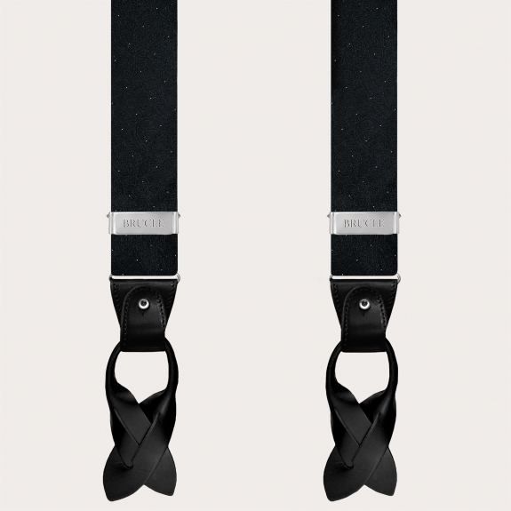 Black and Gold Tone-on-Tone Paisley Silk Suspenders