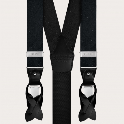 Black and Gold Tone-on-Tone Paisley Silk Suspenders