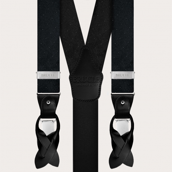 Black and Gold Tone-on-Tone Paisley Silk Suspenders