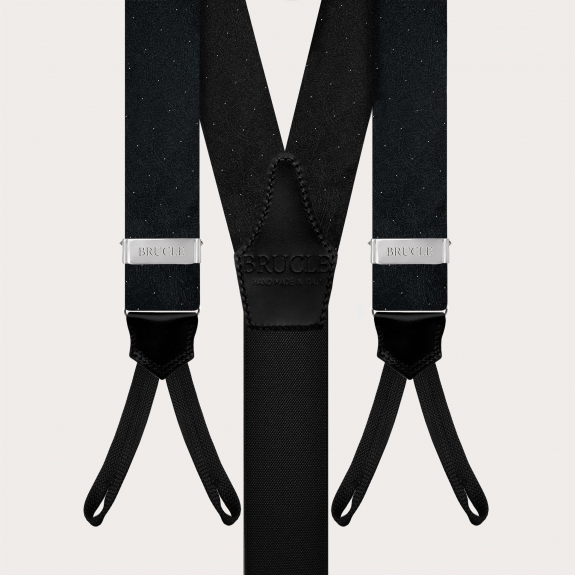 Men’s black tone-on-tone paisley suspenders