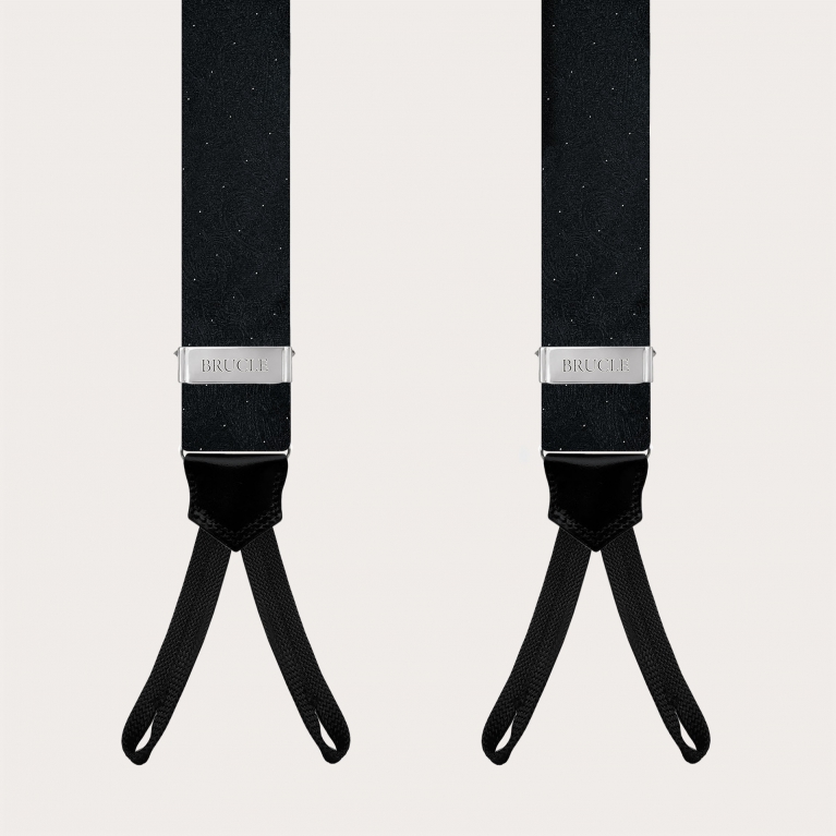 Men’s black tone-on-tone paisley suspenders