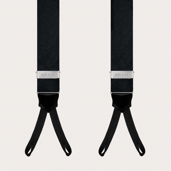 Men’s black tone-on-tone paisley suspenders