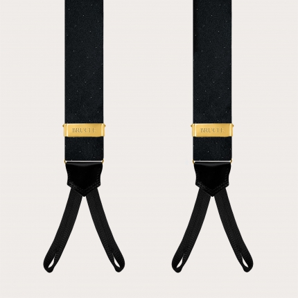 Black and gold paisley silk ceremony suspenders for buttons