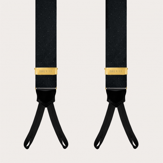 Black and gold paisley silk ceremony suspenders for buttons