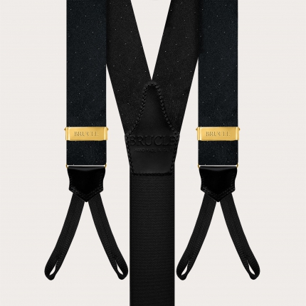 Black and gold paisley silk ceremony suspenders for buttons