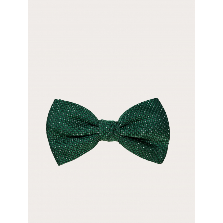 Pajarita verde de seda con motivo de micro puntos