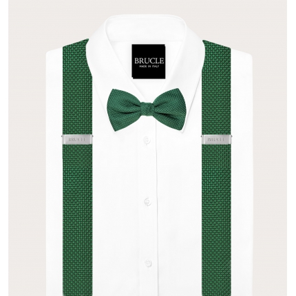 Set coordinato bretelle e papillon verde pois