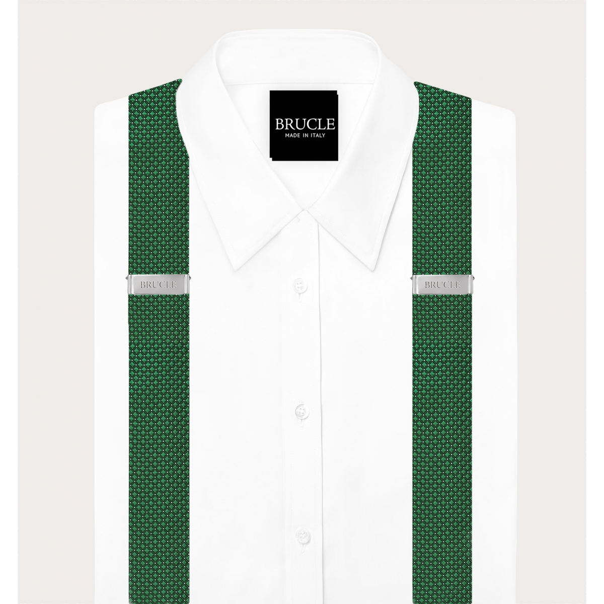 Set coordinato bretelle e papillon verde pois