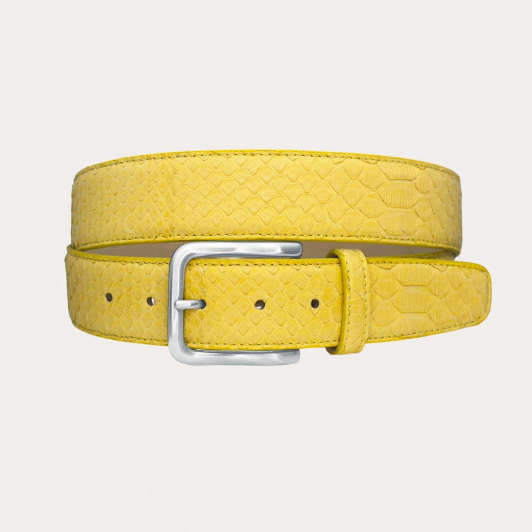 Cinturón Alto Amarillo en Auténtica Piel de Pitón