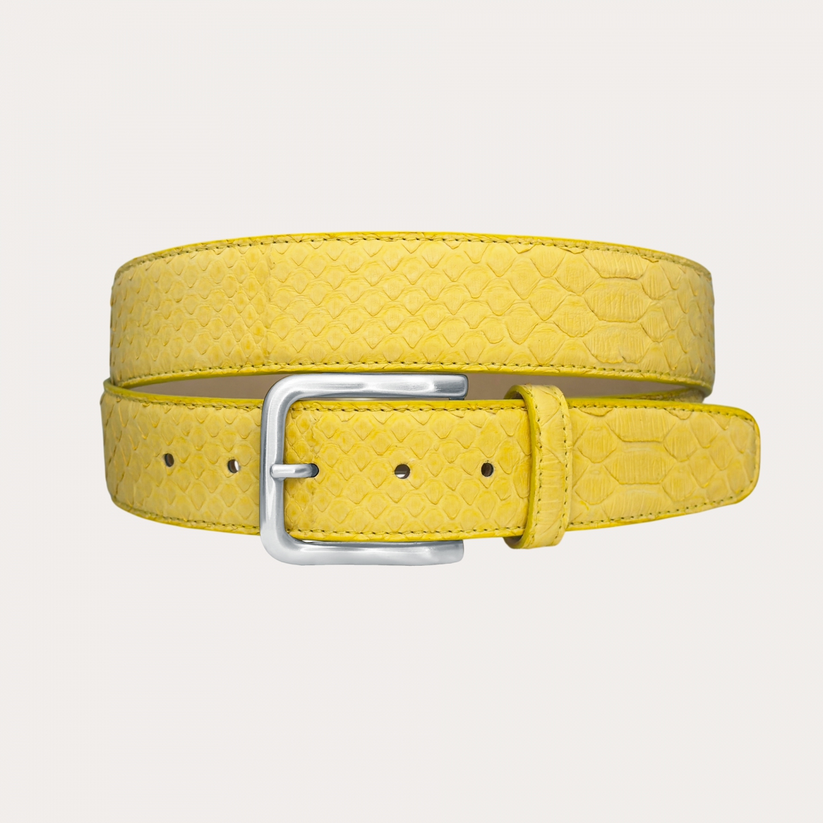 Tall Yellow Belt in Genuine Python Leather