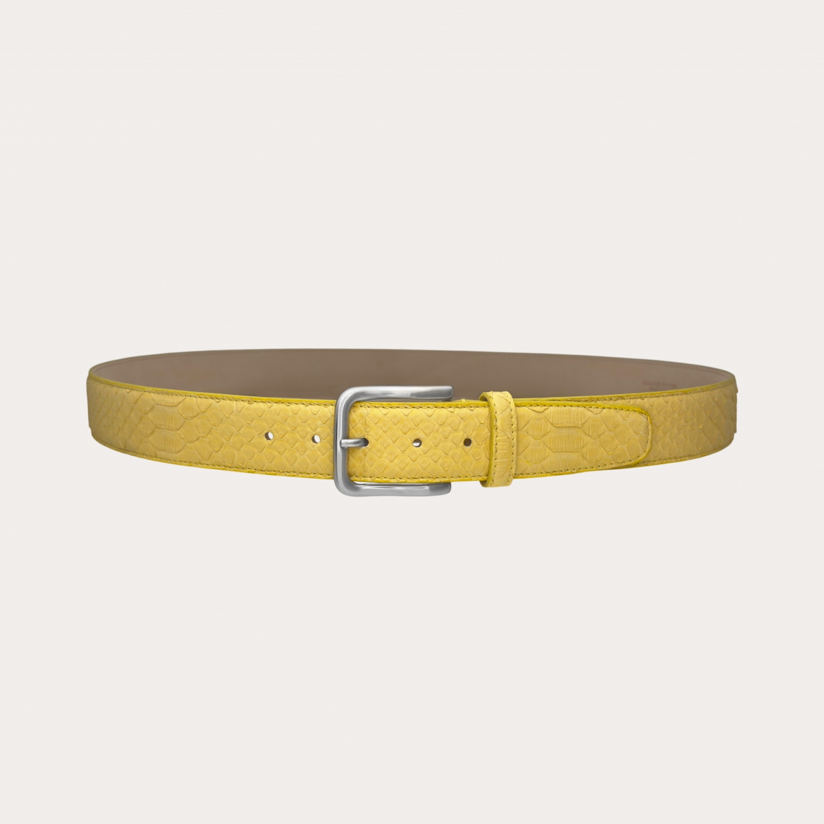 Tall Yellow Belt in Genuine Python Leather