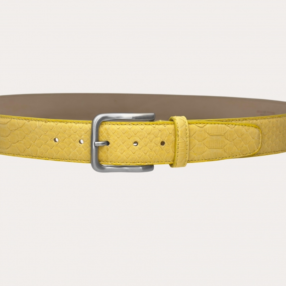 Hoher Gelber Gürtel aus Real Python Leder 4 cm