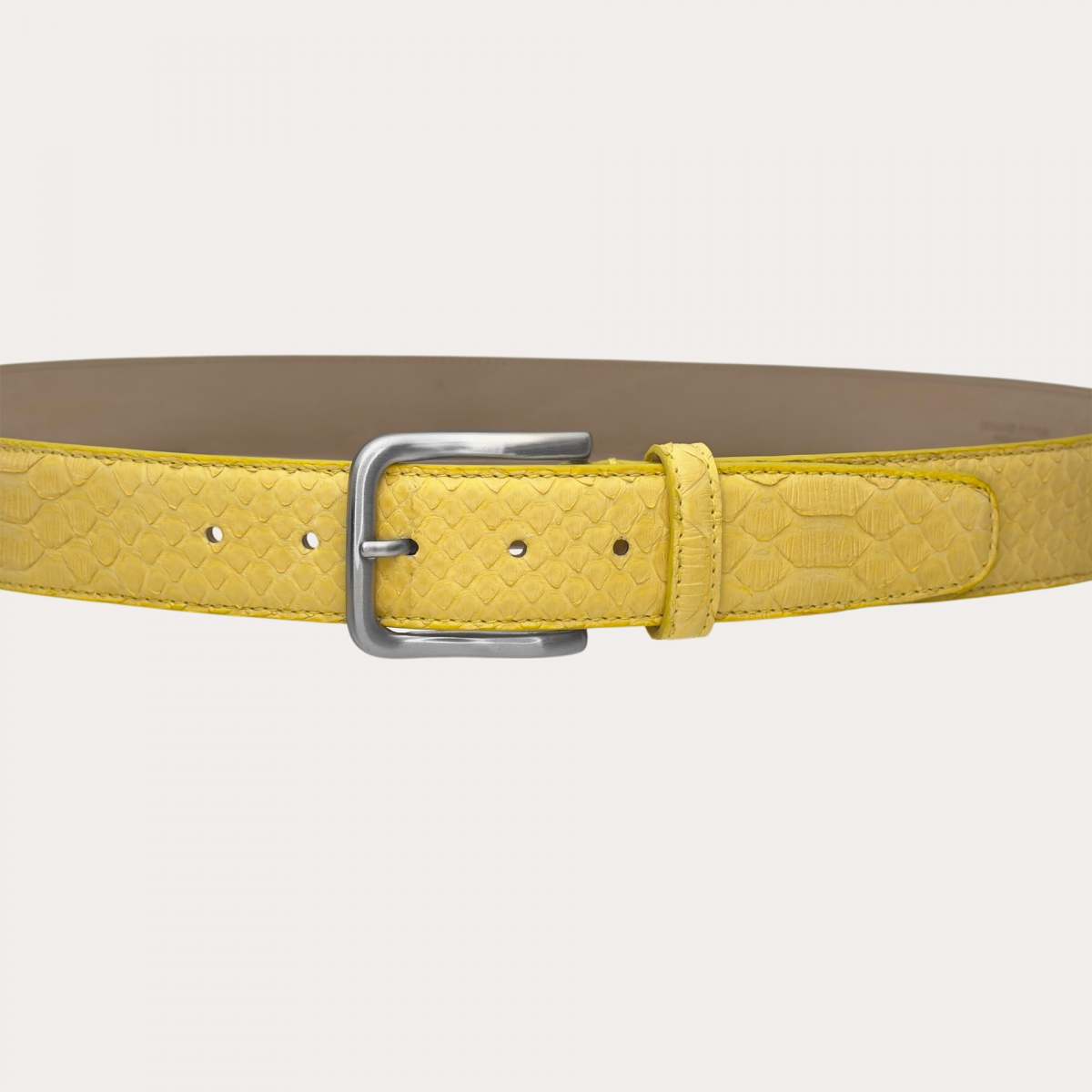 Hoher Gelber Gürtel aus Real Python Leder 4 cm