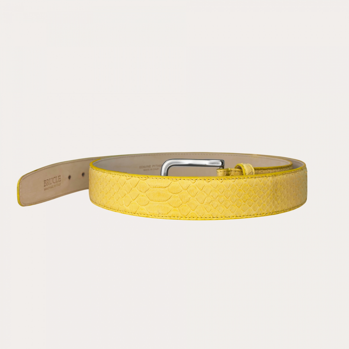 Tall Yellow Belt in Genuine Python Leather
