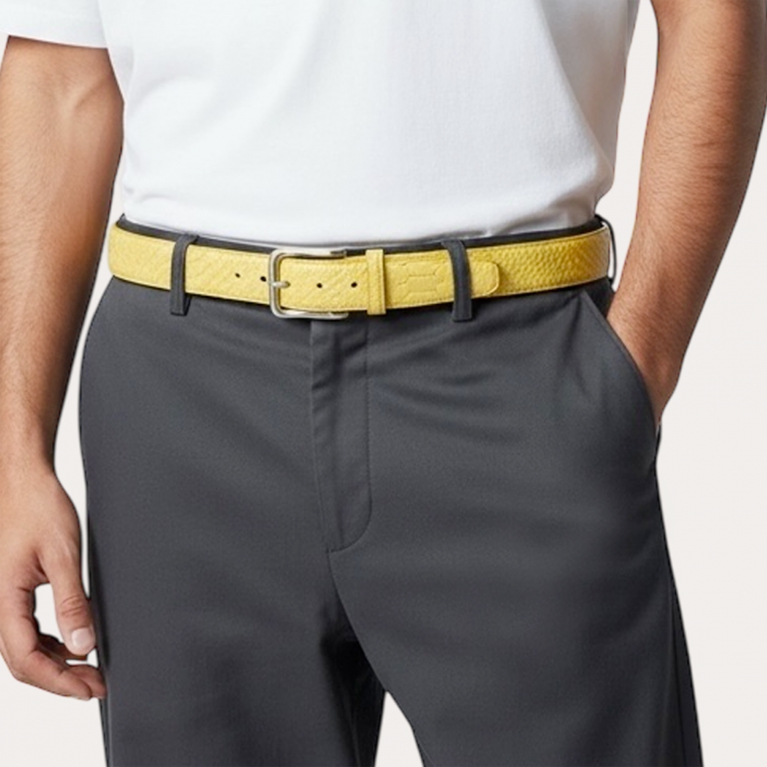 Tall Yellow Belt in Genuine Python Leather
