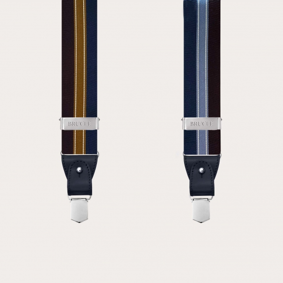 Blue and gold regimental silk suspenders