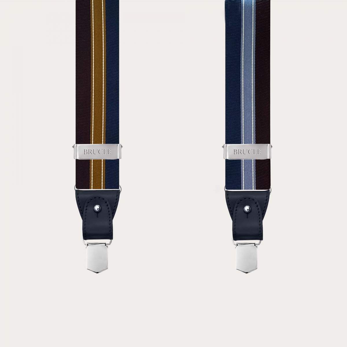 Blue and gold regimental silk suspenders