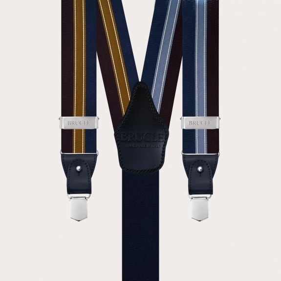 Blue and gold regimental silk suspenders