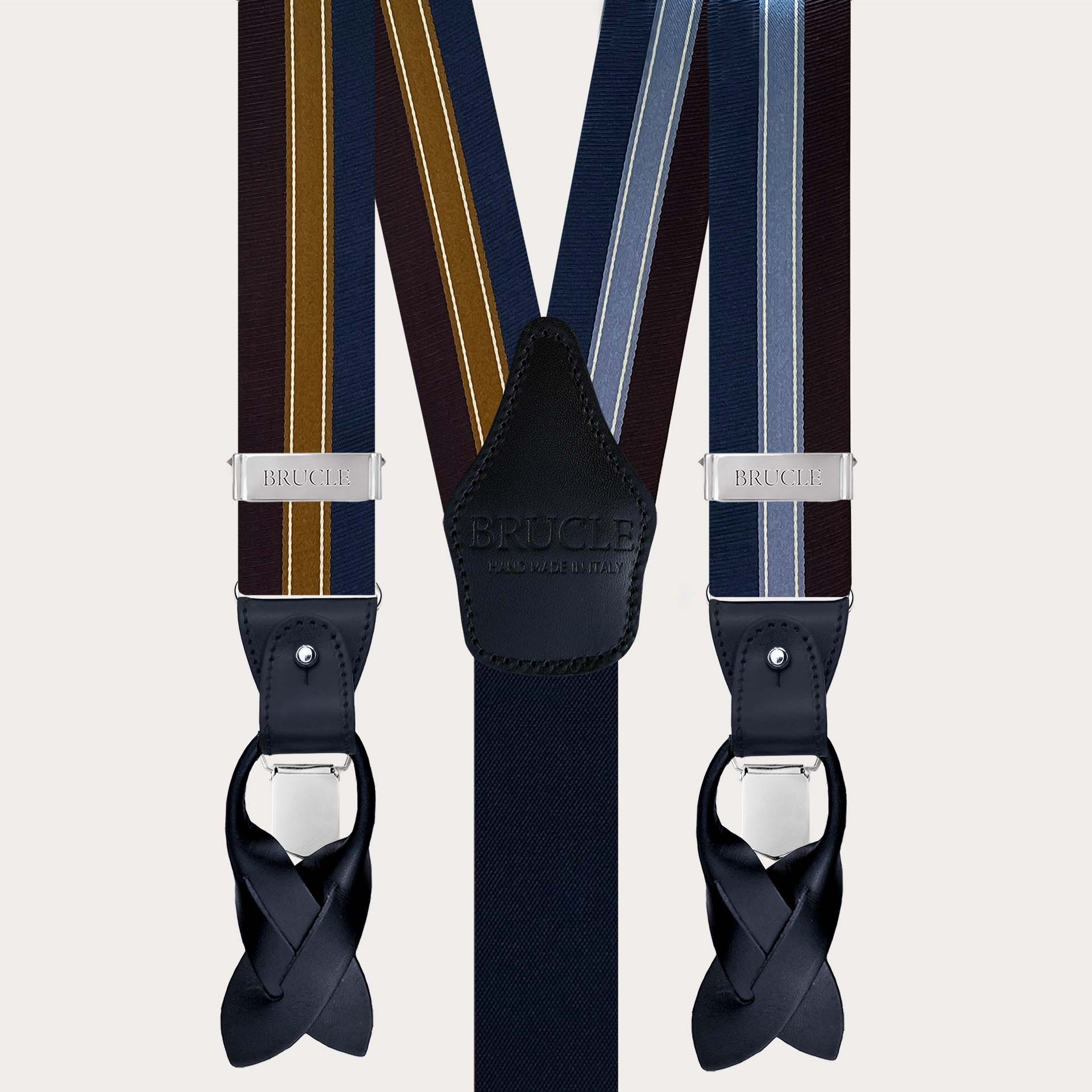 Blue and gold regimental silk suspenders