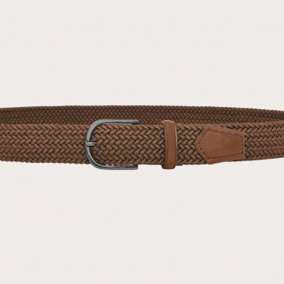 Ceinture élastique tressée marron vison sans nickel