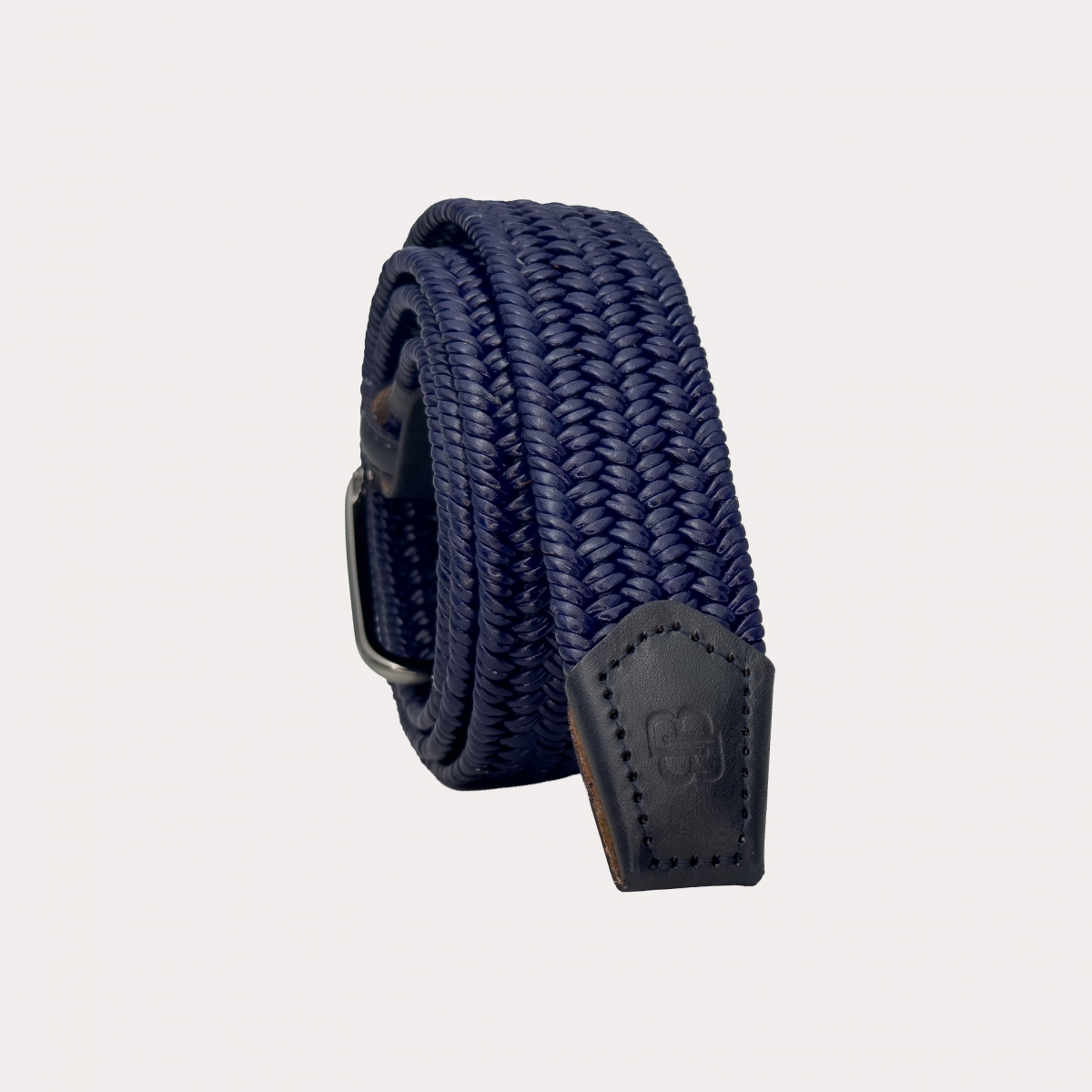 Braided elastic leather belt royal blue