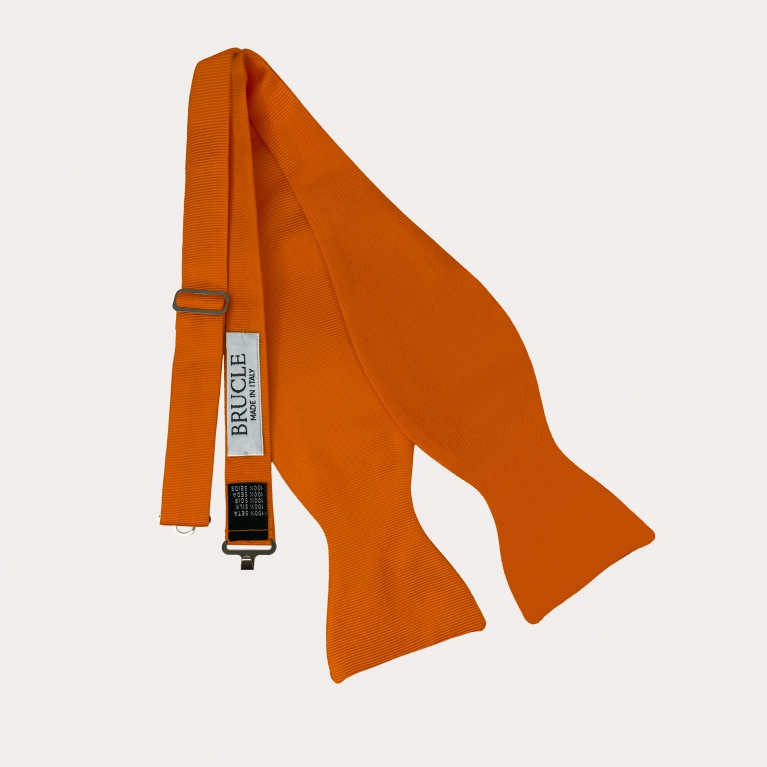 Nœud papillon orange en soie à nouer