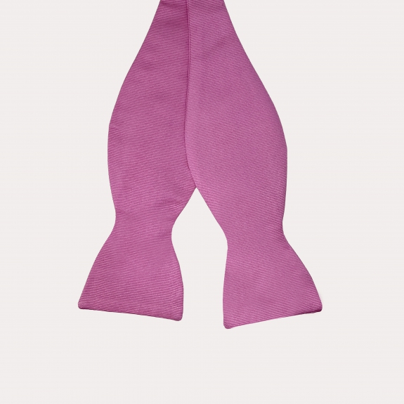 Pink silk self-tie bow tie