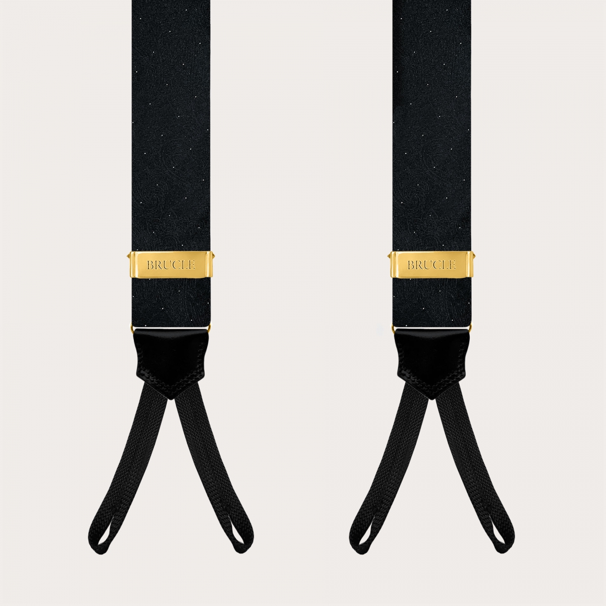 Men’s black tone-on-tone paisley suspenders