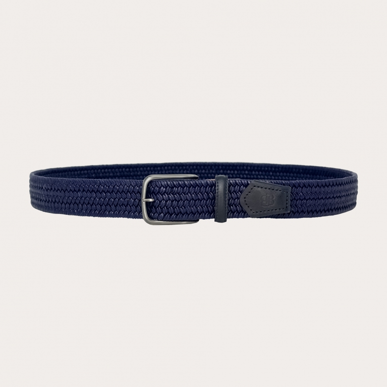 Ceinture tressée élastique en cuir bleu royal