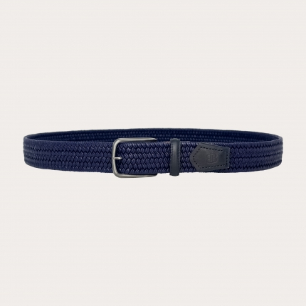 Ceinture tressée élastique en cuir bleu royal
