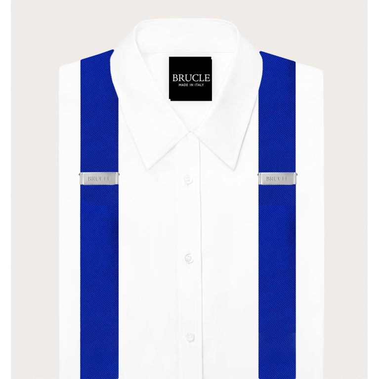 Ensemble bretelles et nœud papillon assortis en soie bleu royal