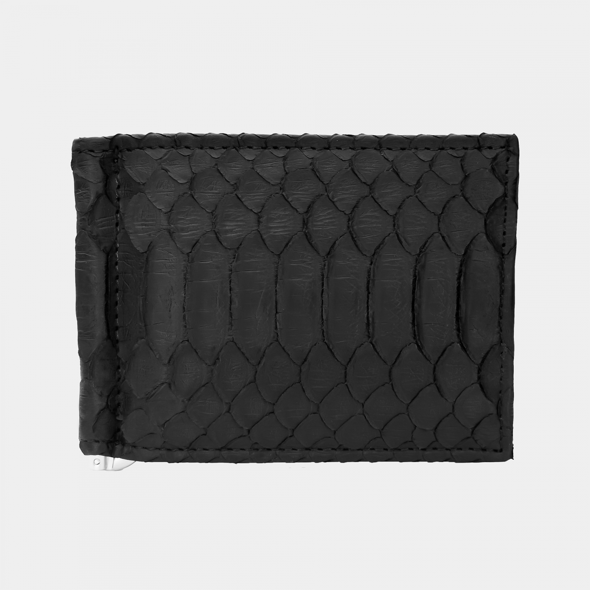 Mini cartera negra en pitón con clip para billetes