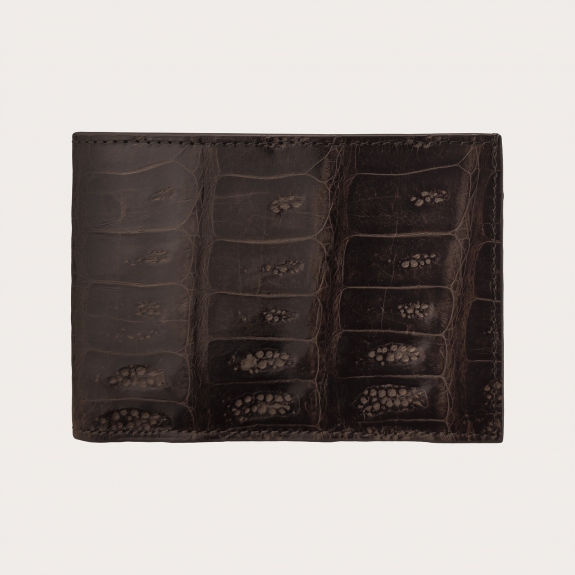 Portefeuille homme en queue de crocodile marron foncé