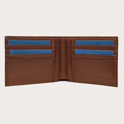 Men's crocodile tail wallet in golden brown