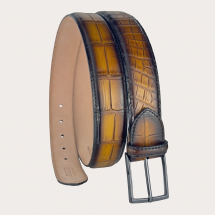 Brown shaded crocodile tail belt