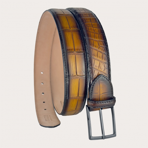 Brown shaded crocodile tail belt