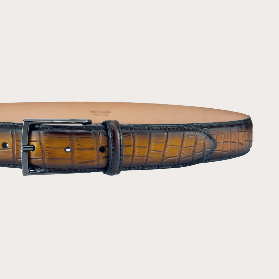 Brown shaded crocodile tail belt