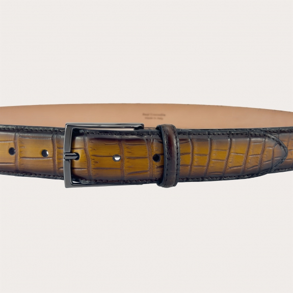 Ceinture en queue de crocodile marron nuancée