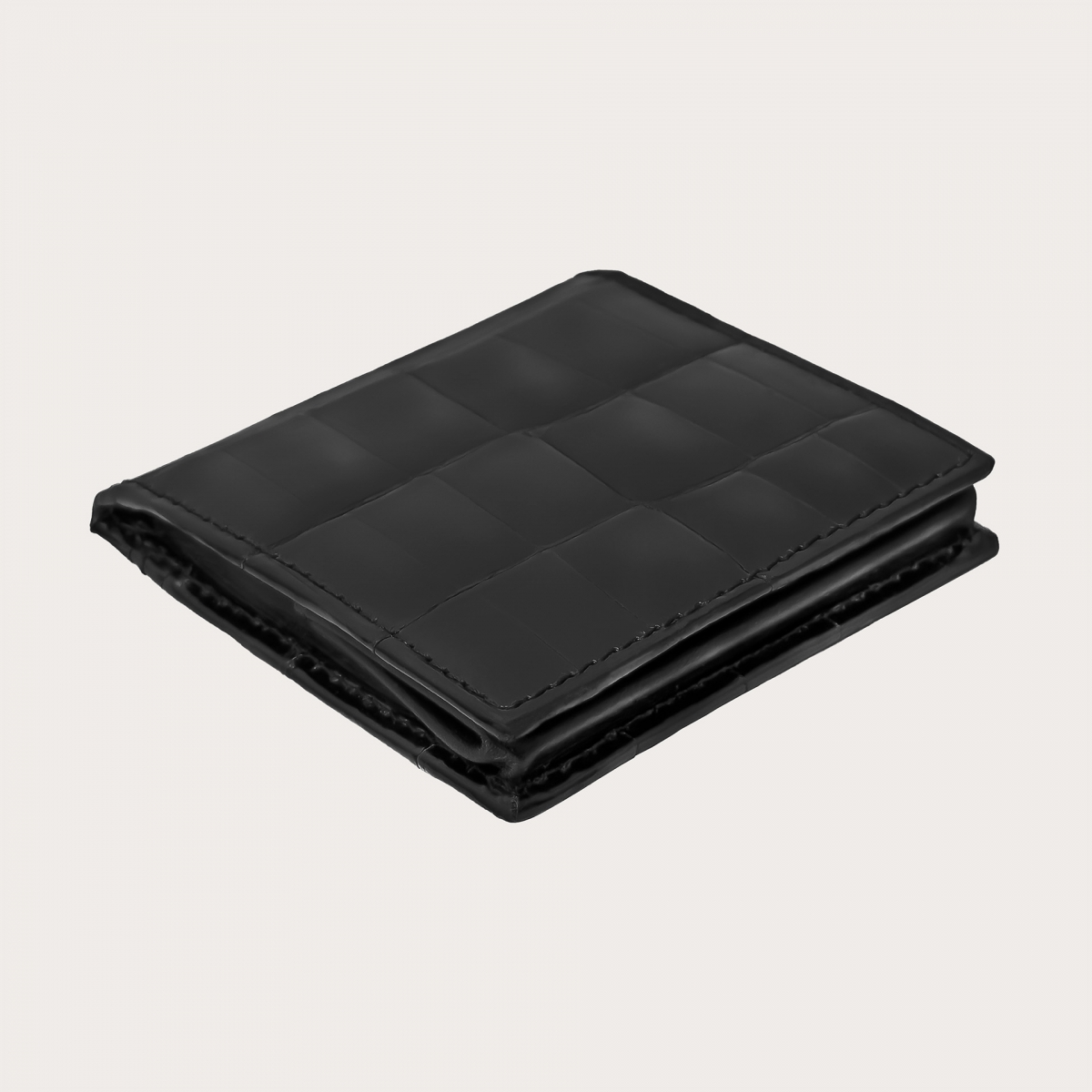 Porte-monnaie noir en véritable cuir de crocodile