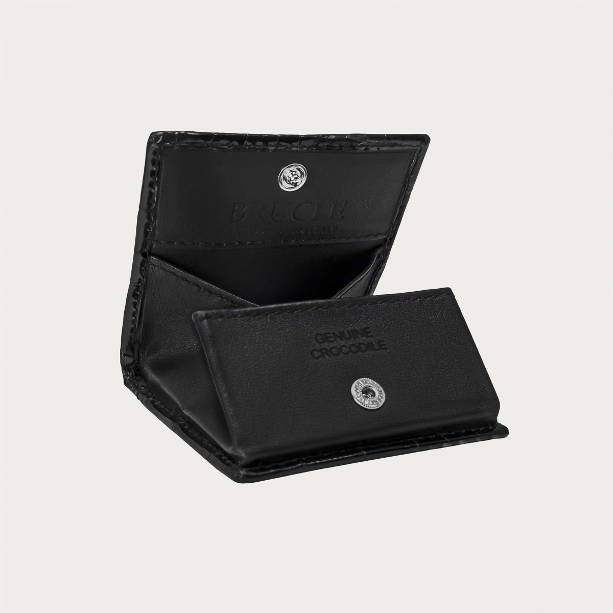 Black genuine crocodile leather coin purse