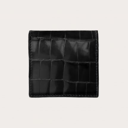Black genuine crocodile leather coin purse