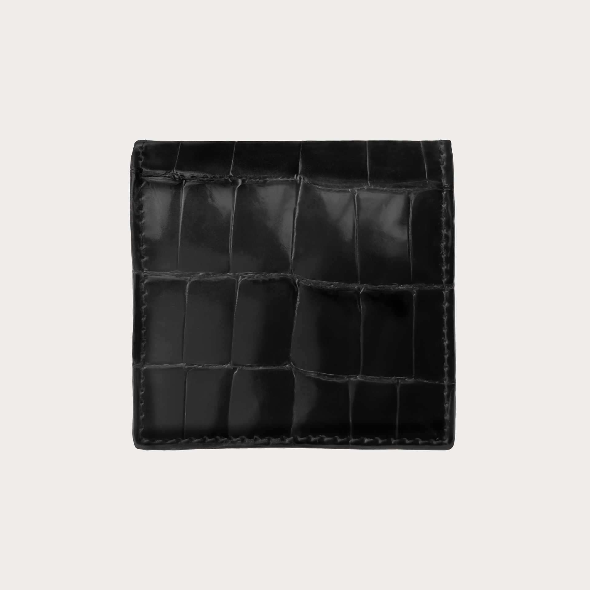 Portamonete nero in vera pelle di coccodrillo