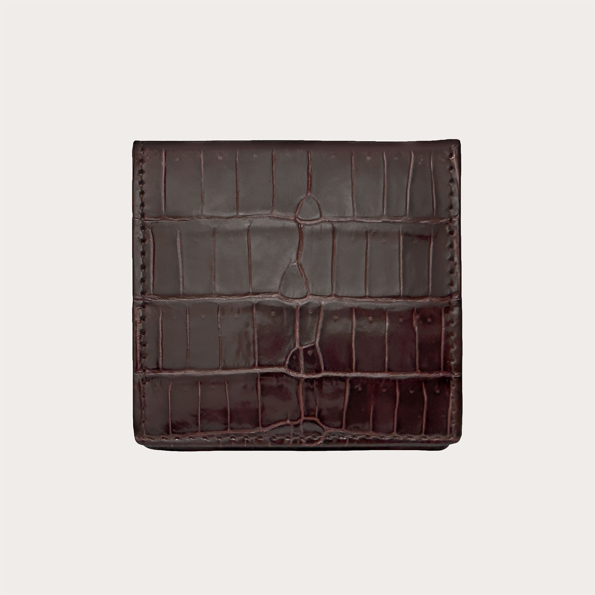 Dark brown genuine crocodile leather coin purse