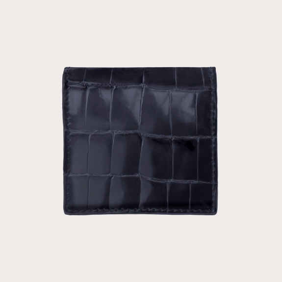 Midnight blue crocodile leather coin purse